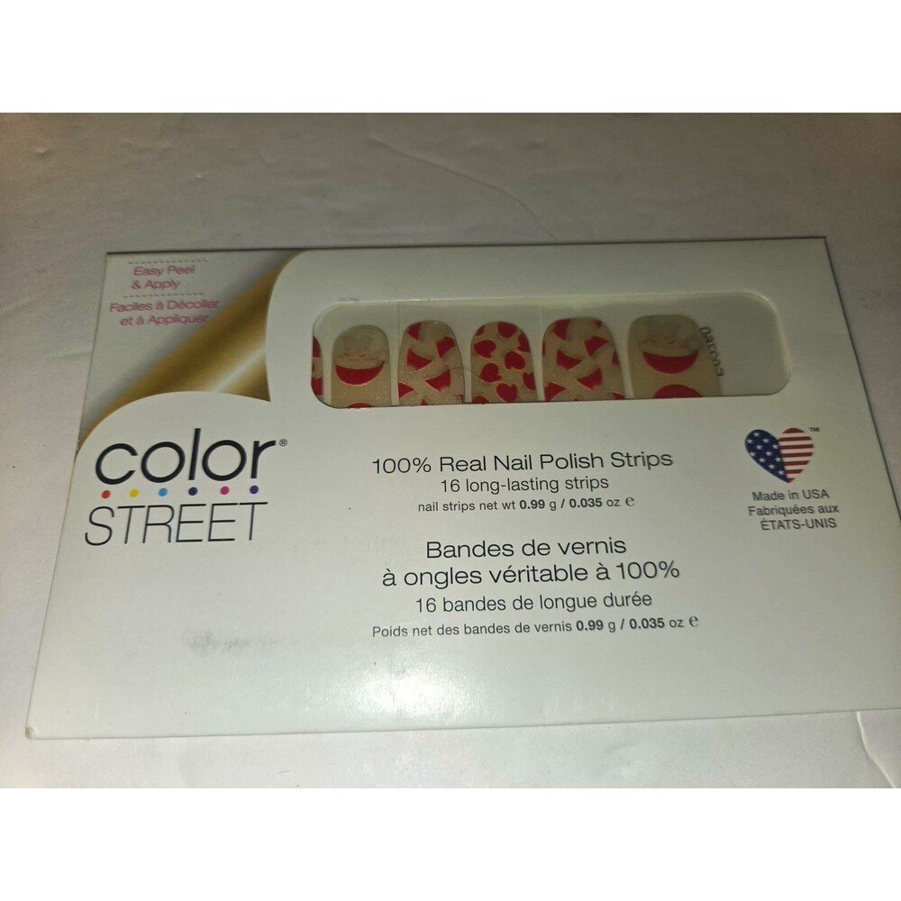 Color Street Press-On Nail Polish Strips Red Beige Glitter Just Be Clause